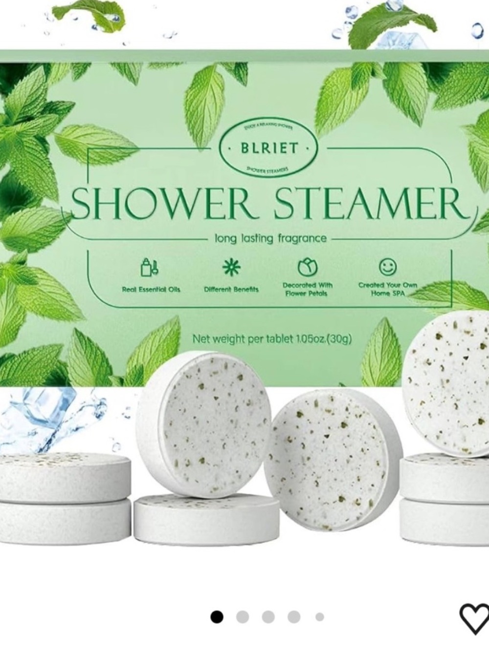 Blriet Mint Green Shower Steamers - Refreshing Shower Aromatherapy new
